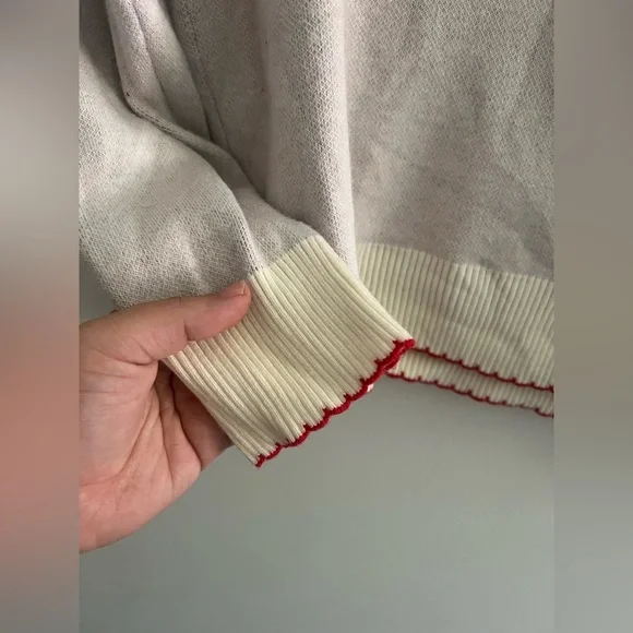 Nikka K Strawberry Knit Sweater Cream Red Trim Women’s Small - Picture 4 of 6